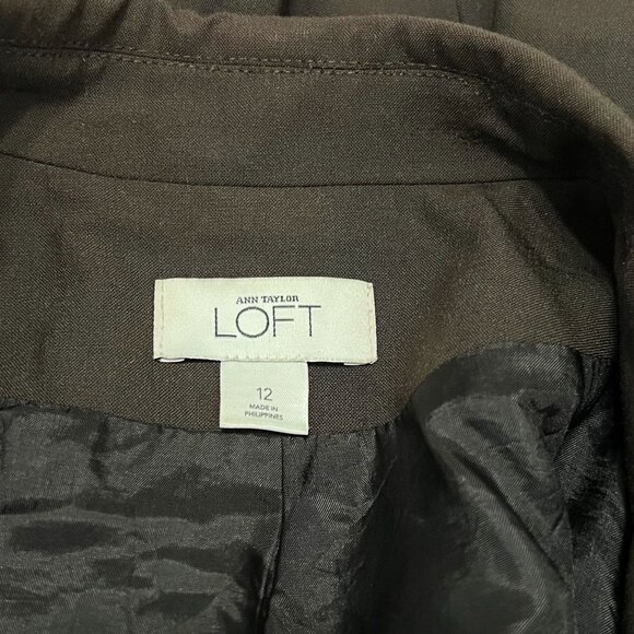 Ann Taylor Loft Blazer Womens Size 12 Brown Two Button Wool Blend Career Wear - Picture 4 of 4